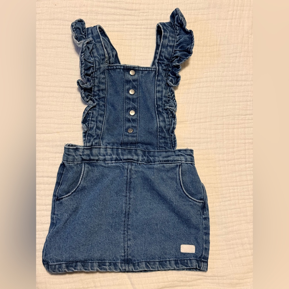 7 For All Mankind Toddler Denim Ruffle Strap Dress